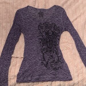Purple Graphic Long Sleeve Top